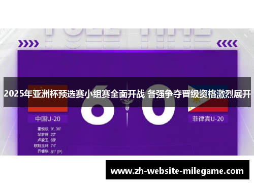 2025年亚洲杯预选赛小组赛全面开战 各强争夺晋级资格激烈展开